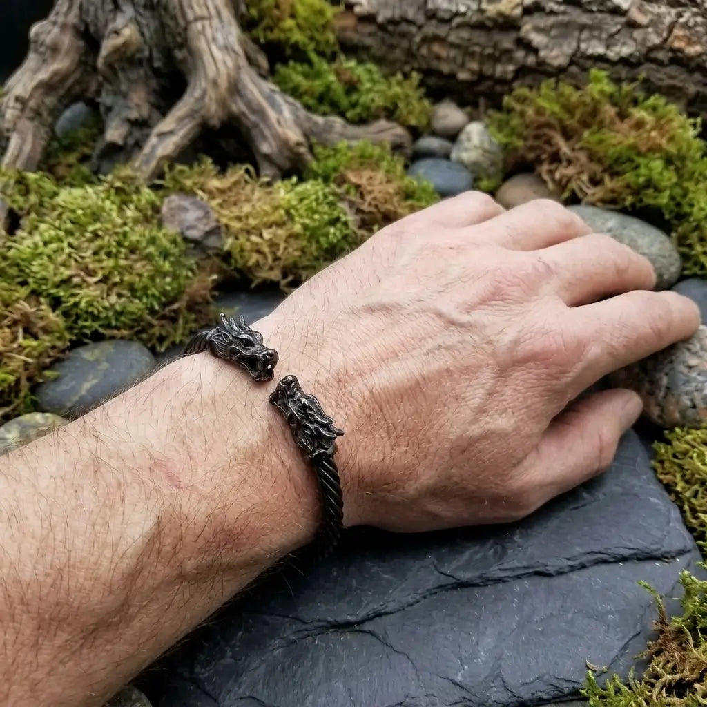 Imperial Dragon Head Twisted Cuff Bracelet β Premium Edition