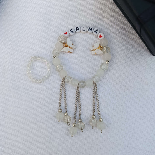 The Enchanted Butterfly: Personalized Dangle Charm Bracelet with FREE Crystal Ring | Fairy Tale Edition