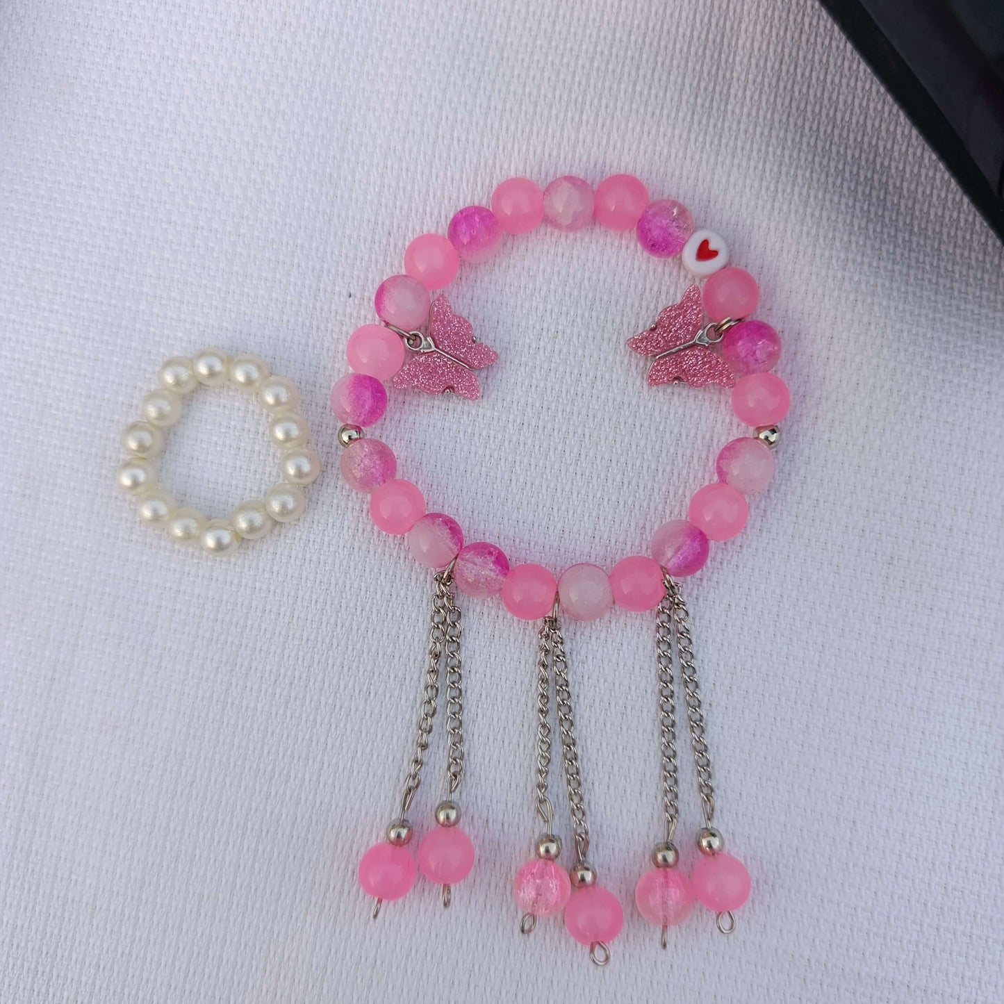 The Enchanted Butterfly: Personalized Dangle Charm Bracelet with FREE Crystal Ring | Fairy Tale Edition