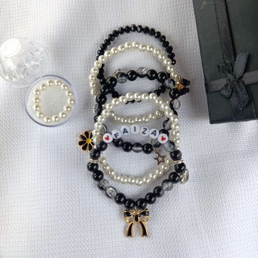 Personalized 5-Piece Pearl Set (Includes 5x Bracelets, 1x Free Pearl Ring & Luxury Gift Box)