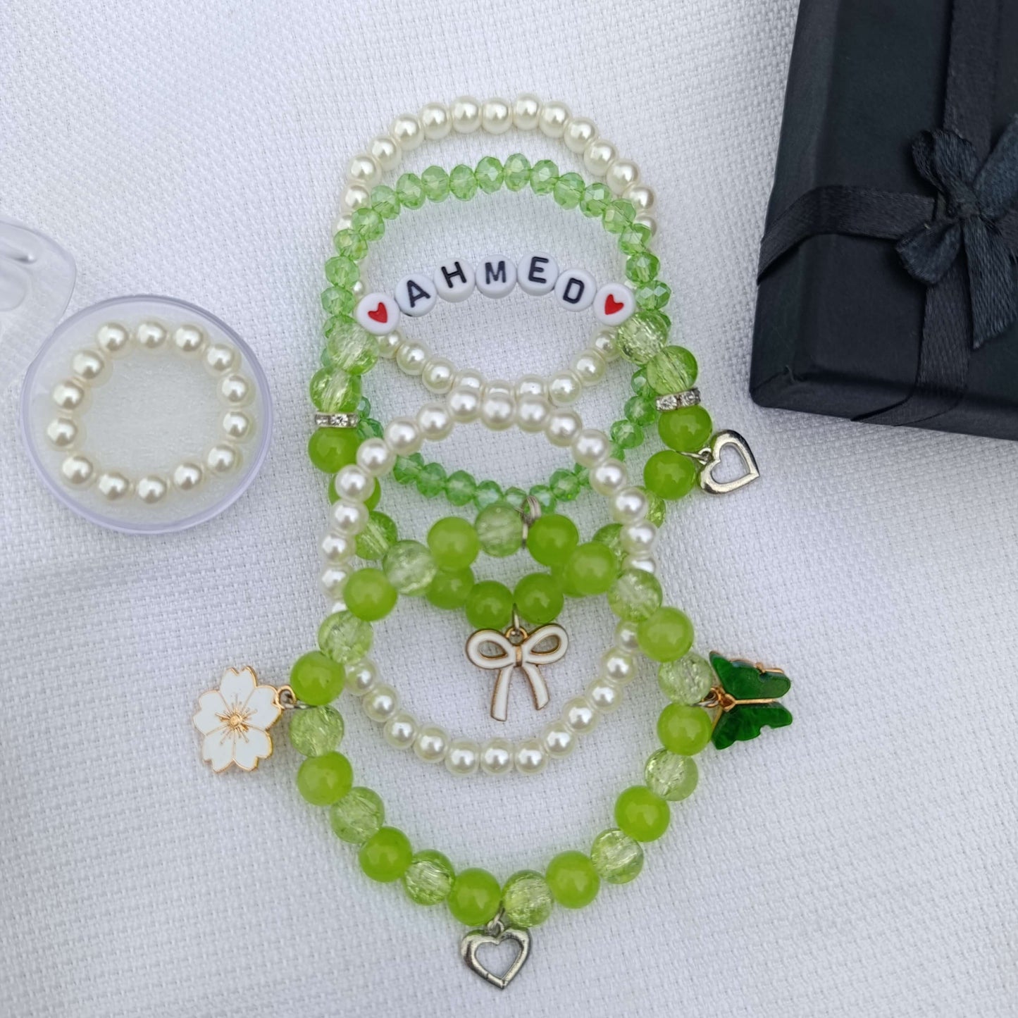 Personalized 5-Piece Pearl Set (Includes 5x Bracelets, 1x Free Pearl Ring & Luxury Gift Box)