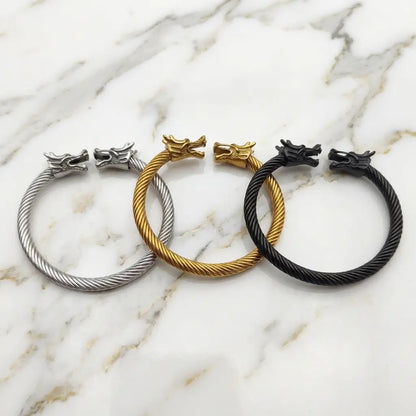 Imperial Dragon Head Twisted Cuff Bracelet – Premium Edition