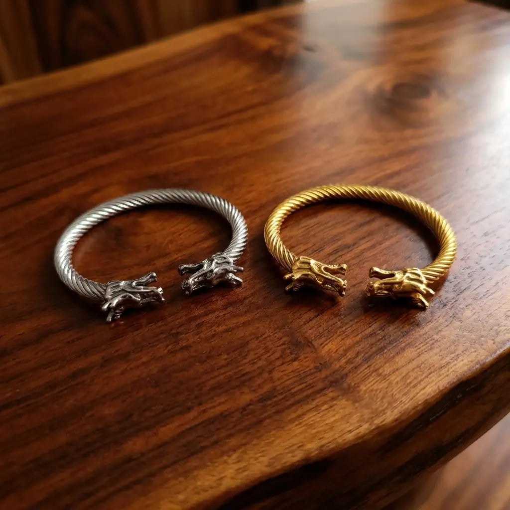 Imperial Dragon Head Twisted Cuff Bracelet – Premium Edition