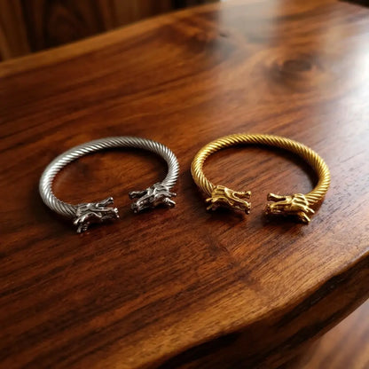 Imperial Dragon Head Twisted Cuff Bracelet – Premium Edition
