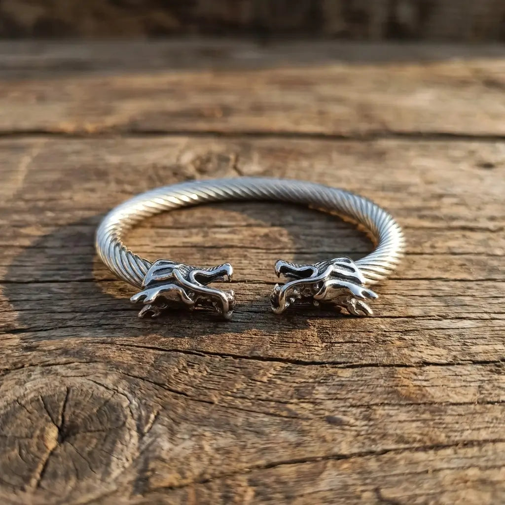 Imperial Dragon Head Twisted Cuff Bracelet – Premium Edition