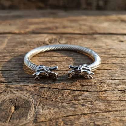 Imperial Dragon Head Twisted Cuff Bracelet – Premium Edition