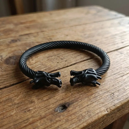 Imperial Dragon Head Twisted Cuff Bracelet – Premium Edition