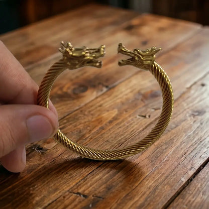 Imperial Dragon Head Twisted Cuff Bracelet – Premium Edition