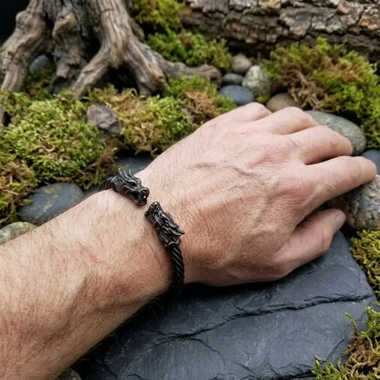 Imperial Dragon Head Twisted Cuff Bracelet – Premium Edition