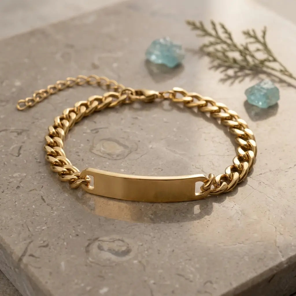 Premium Sleek ID Plate Cuban Link Bracelet - Stainless Steel (Adjustable)