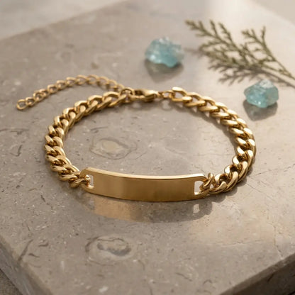 Premium Sleek ID Plate Cuban Link Bracelet - Stainless Steel (Adjustable)