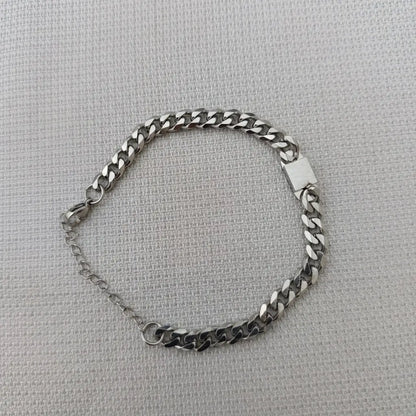 Non Faded Stainless Steel Classic Cuban ID Chain Bracelet, Classic Gold & Sleek Silver, Minimalist ID Wristwear (Adjustable)