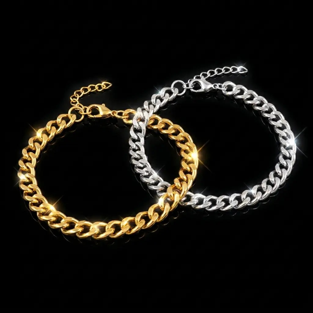 Classic Cuban Link Adjustable Bracelet – Stainless Steel - Charm Bands