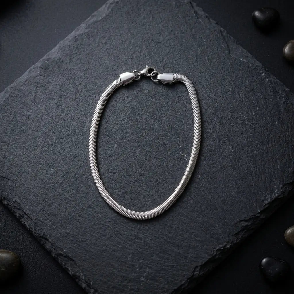 Premium 3-Piece Stainless Steel Set – Snake Chain, Bracelet & Spinner Ring