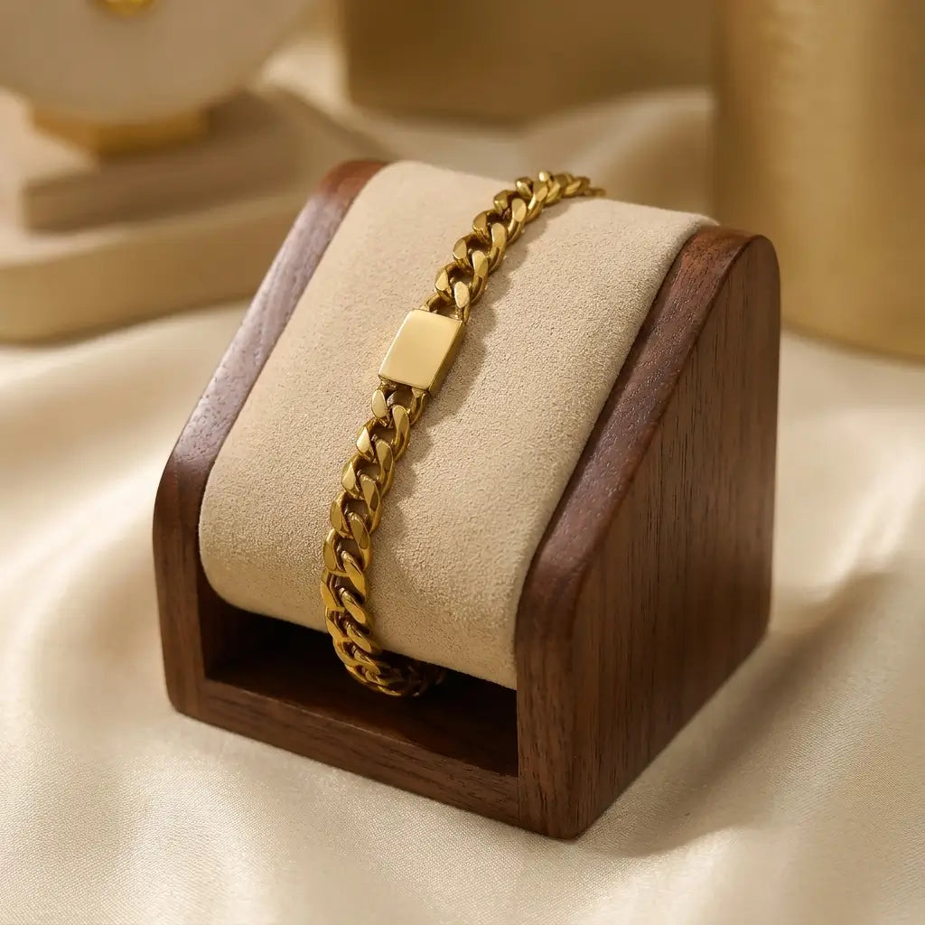 Non Faded Stainless Steel Classic Cuban ID Chain Bracelet, Classic Gold & Sleek Silver, Minimalist ID Wristwear (Adjustable)