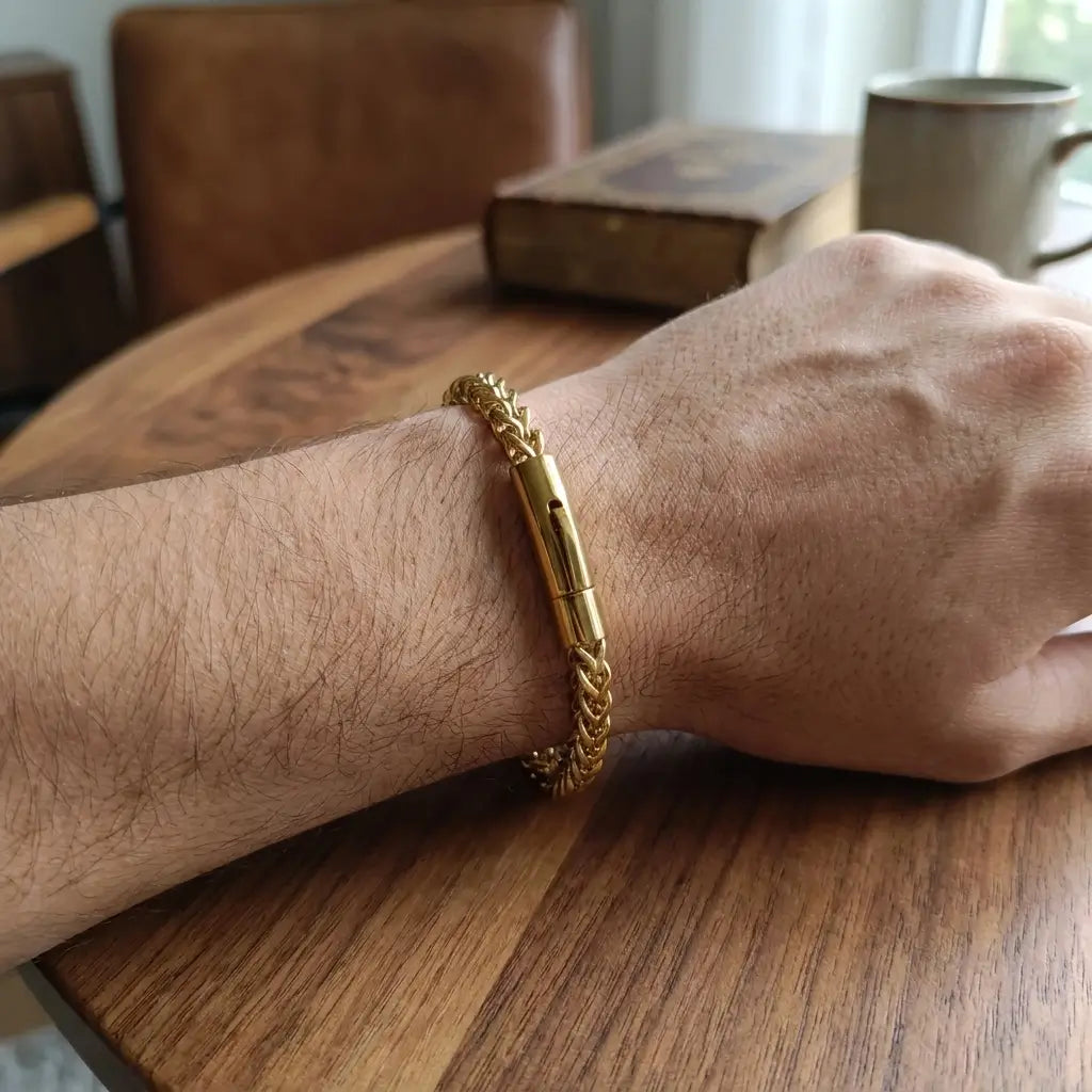 Premium Braided Wheat Chain Bracelet – Auto Lock Edition