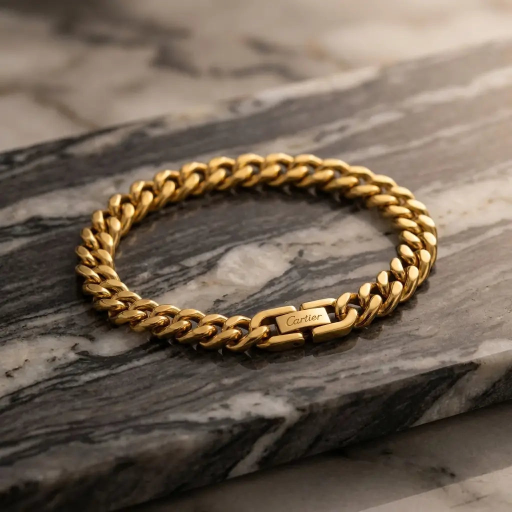 Premium Cartier Clasp Cuban Link Bracelet - 316L Stainless Steel