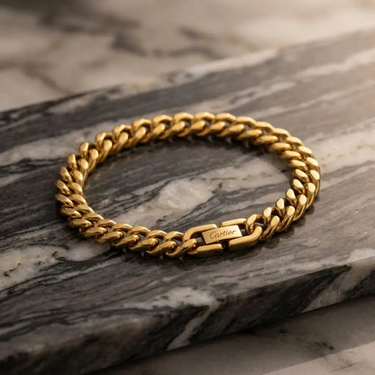 Premium Cartier Clasp Cuban Link Bracelet - 316L Stainless Steel
