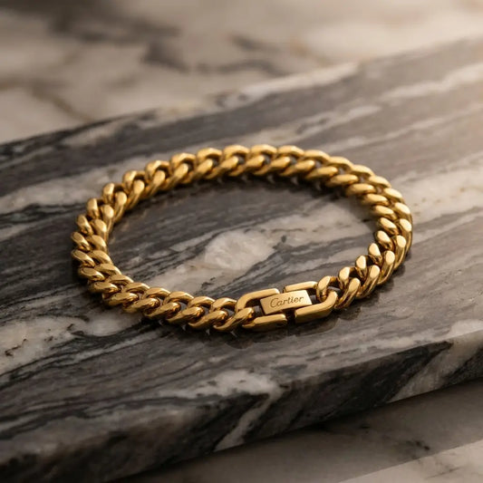 Premium Cartier Clasp Cuban Link Bracelet - 316L Stainless Steel