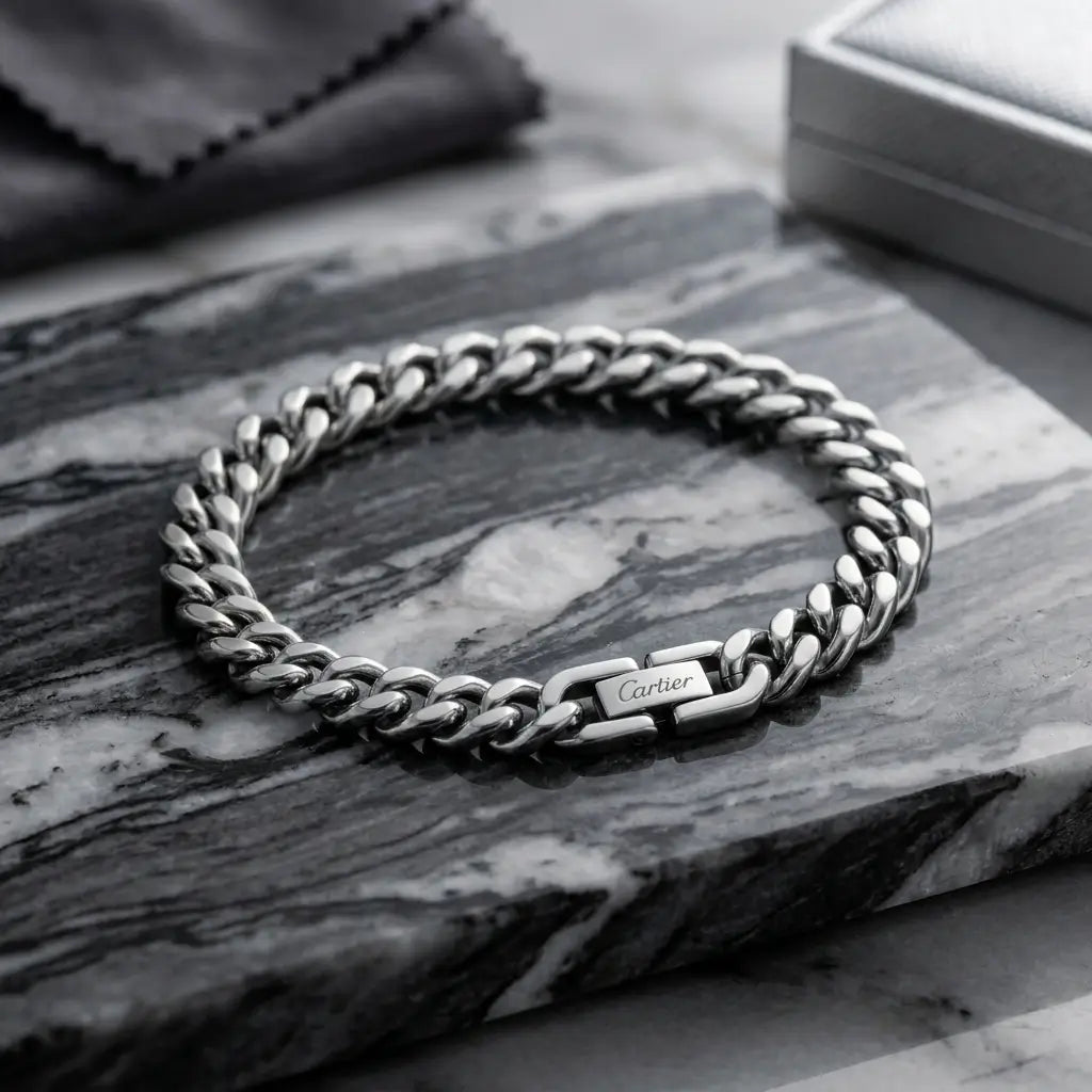 Premium Cartier Clasp Cuban Link Bracelet - 316L Stainless Steel