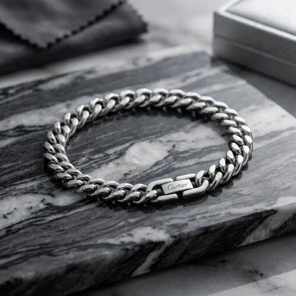 Premium Cartier Clasp Cuban Link Bracelet - 316L Stainless Steel