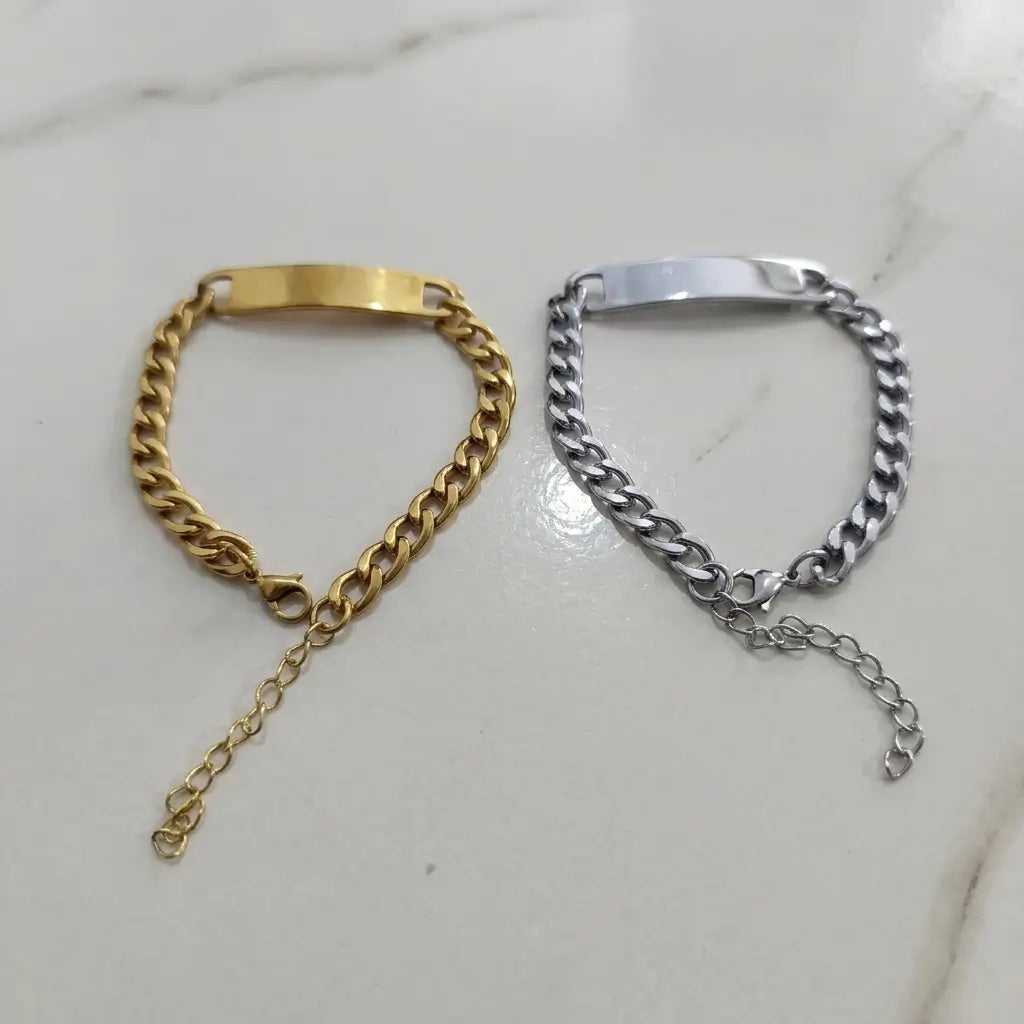 Premium Sleek ID Plate Cuban Link Bracelet - Stainless Steel (Adjustable)