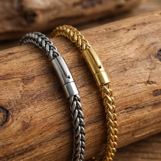 Premium Braided Wheat Chain Bracelet – Auto Lock Edition