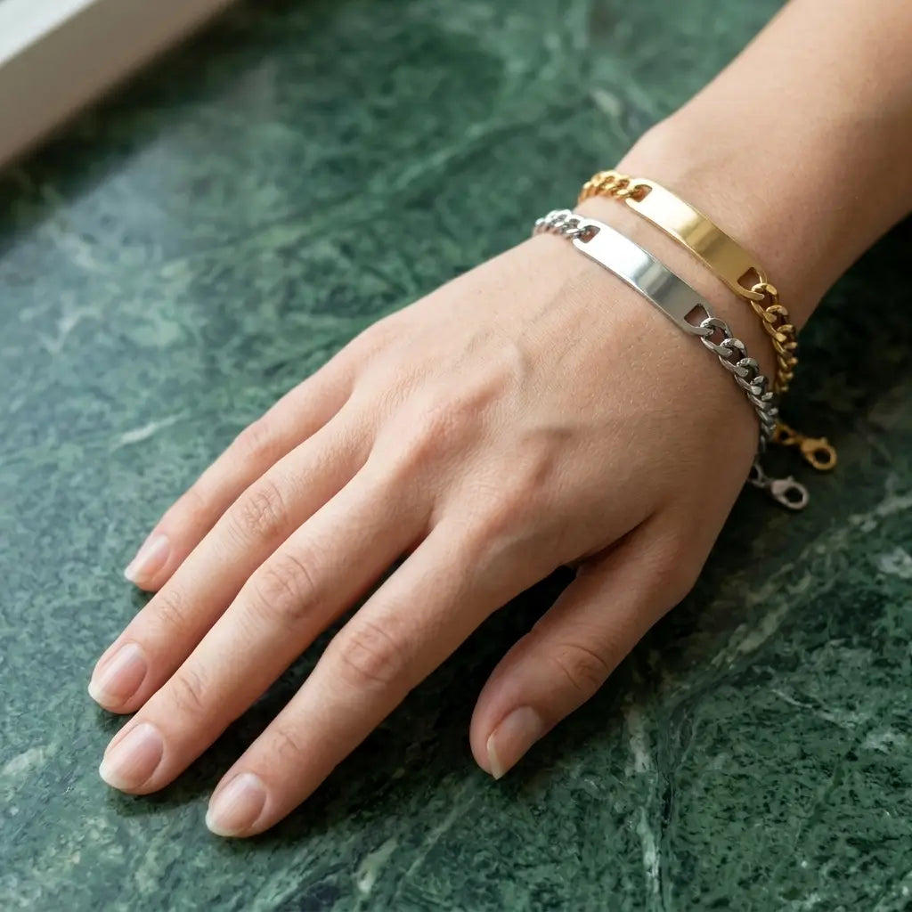 Premium Sleek ID Plate Cuban Link Bracelet - Stainless Steel (Adjustable)