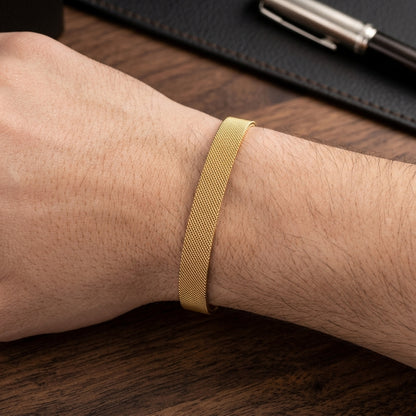 Executive Stainless Steel Mesh Open Cuff Bracelet