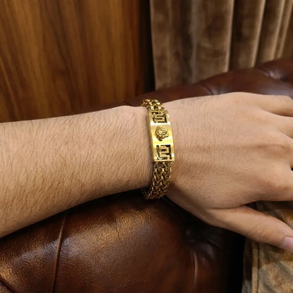 Premium Gold Braided Chain Bracelet with Signature Motif