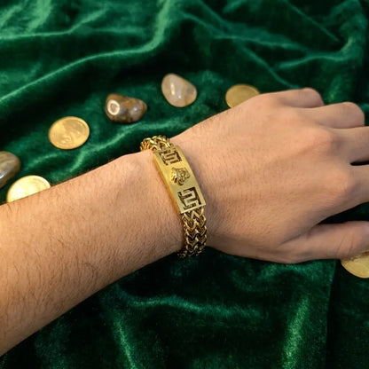 Premium Gold Braided Chain Bracelet with Signature Motif