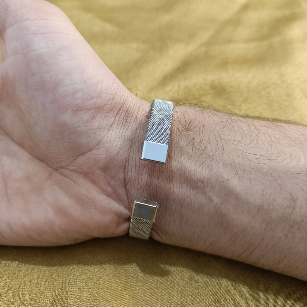 Executive Stainless Steel Mesh Open Cuff Bracelet