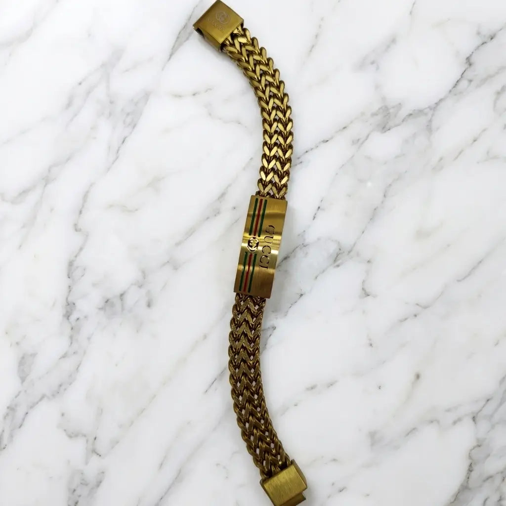 Luxury Italian Style Braided Link Bracelet – Gold Gucci Edition
