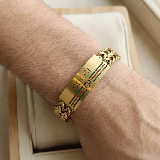 Luxury Italian Style Braided Link Bracelet – Gold Gucci Edition