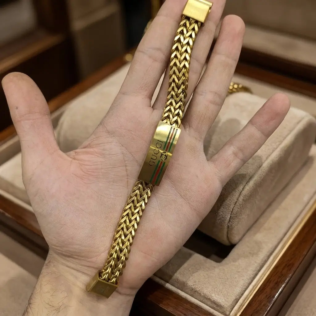 Luxury Italian Style Braided Link Bracelet – Gold Gucci Edition