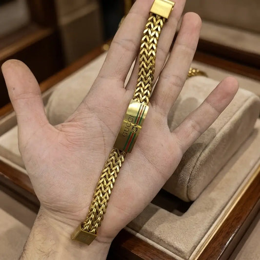 Luxury Italian Style Braided Link Bracelet – Gold Gucci Edition