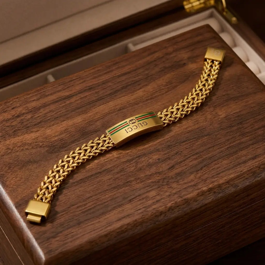 Luxury Italian Style Braided Link Bracelet – Gold Gucci Edition