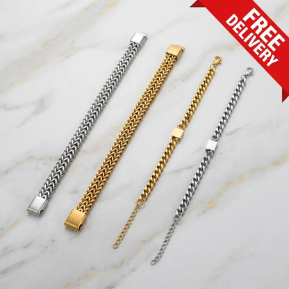 Pack of 2: Executive Braided & Link Chain Bracelets