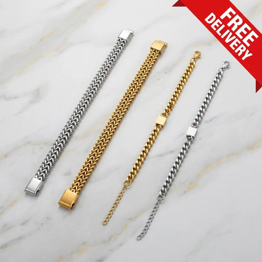 Pack of 2: Executive Braided & Link Chain Bracelets