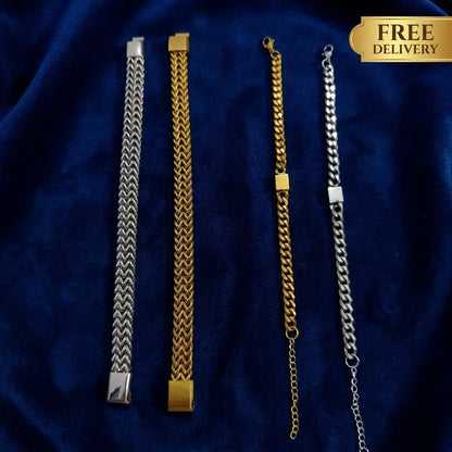 Pack of 2: Executive Braided & Link Chain Bracelets