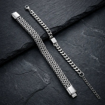 Pack of 2: Executive Braided & Link Chain Bracelets