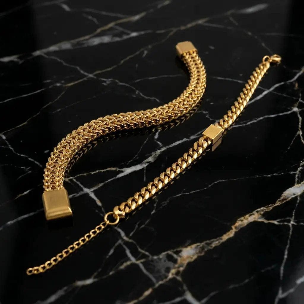 Pack of 2: Executive Braided & Link Chain Bracelets