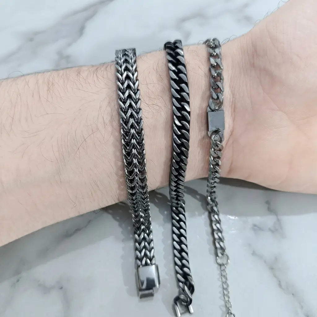 3-Piece Royal Gold/Silver Stainless Steel Bracelet Combo Set