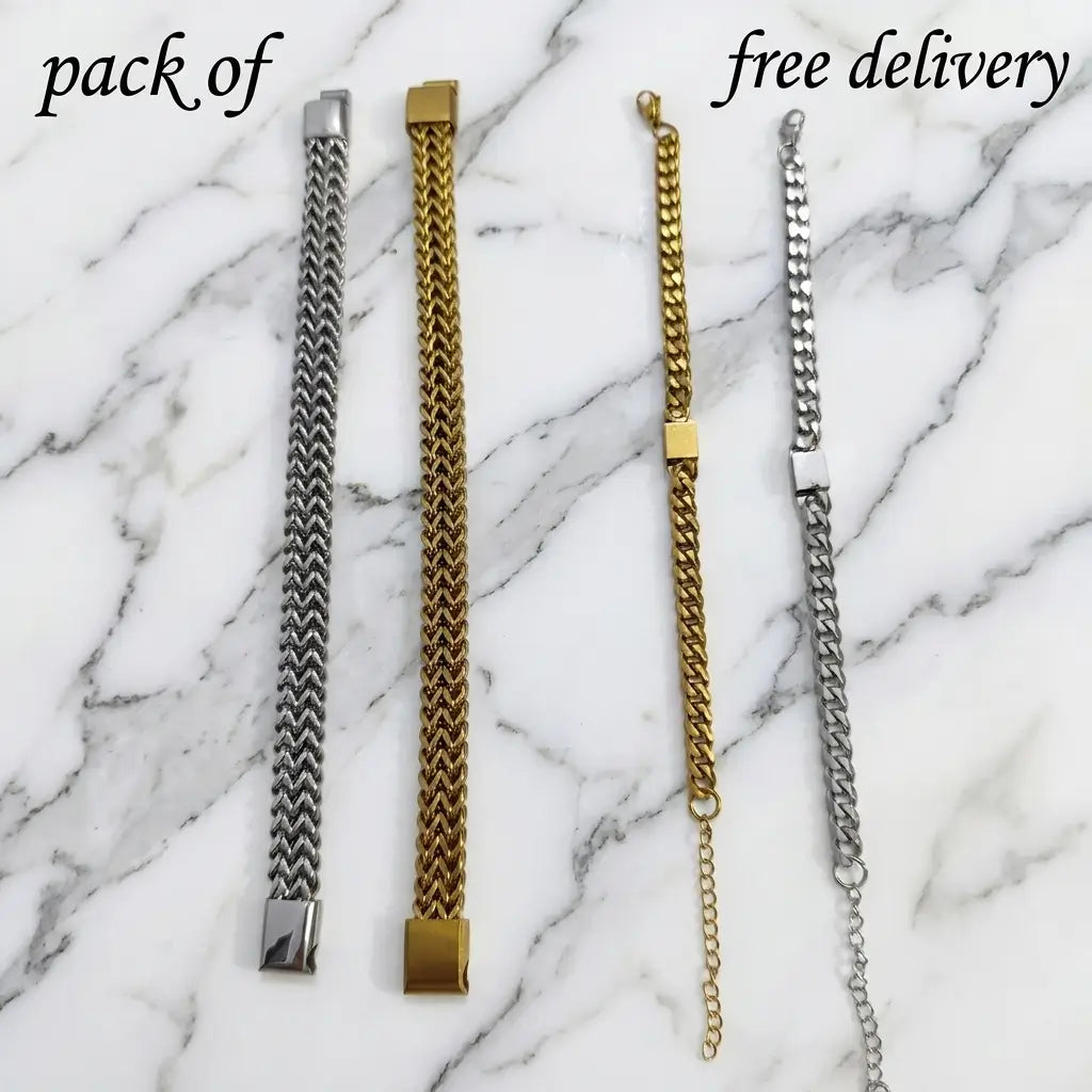 Pack of 2: Executive Braided & Link Chain Bracelets