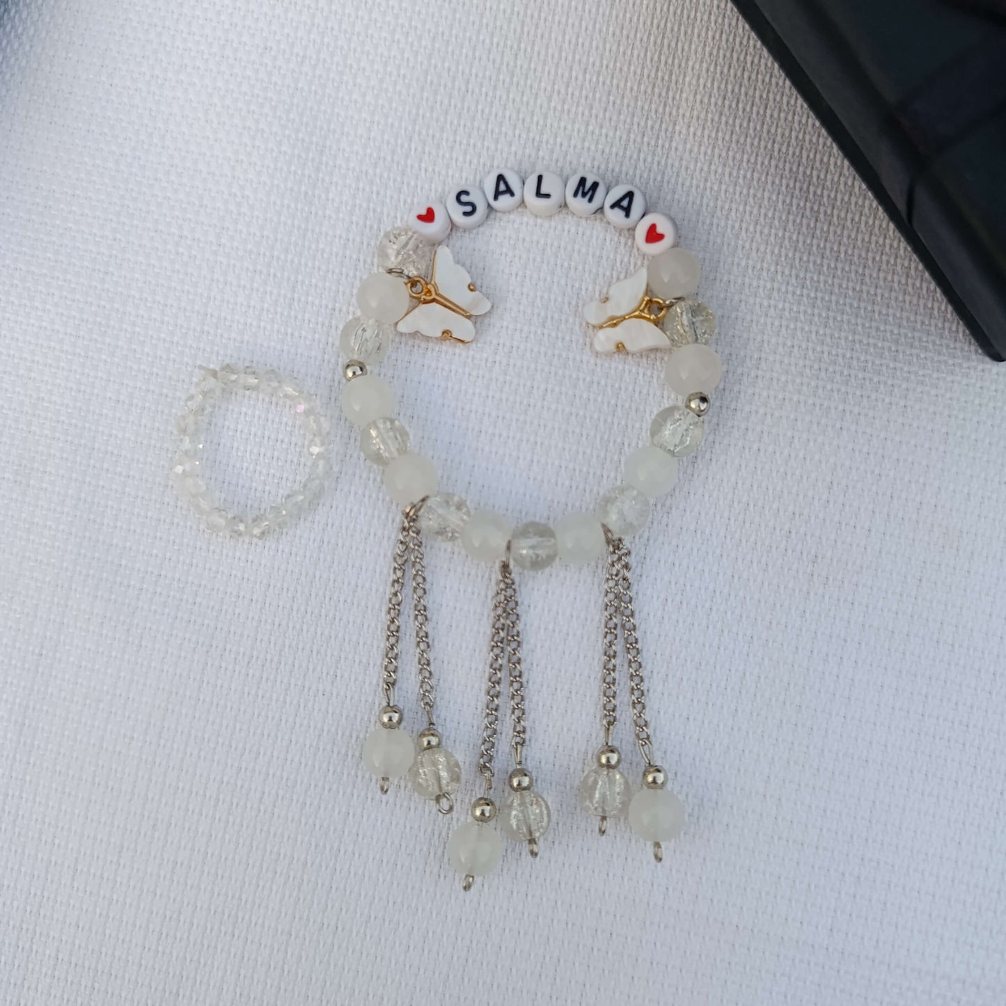 The Enchanted Butterfly: Personalized Dangle Charm Bracelet with FREE Crystal Ring | Fairy Tale Edition