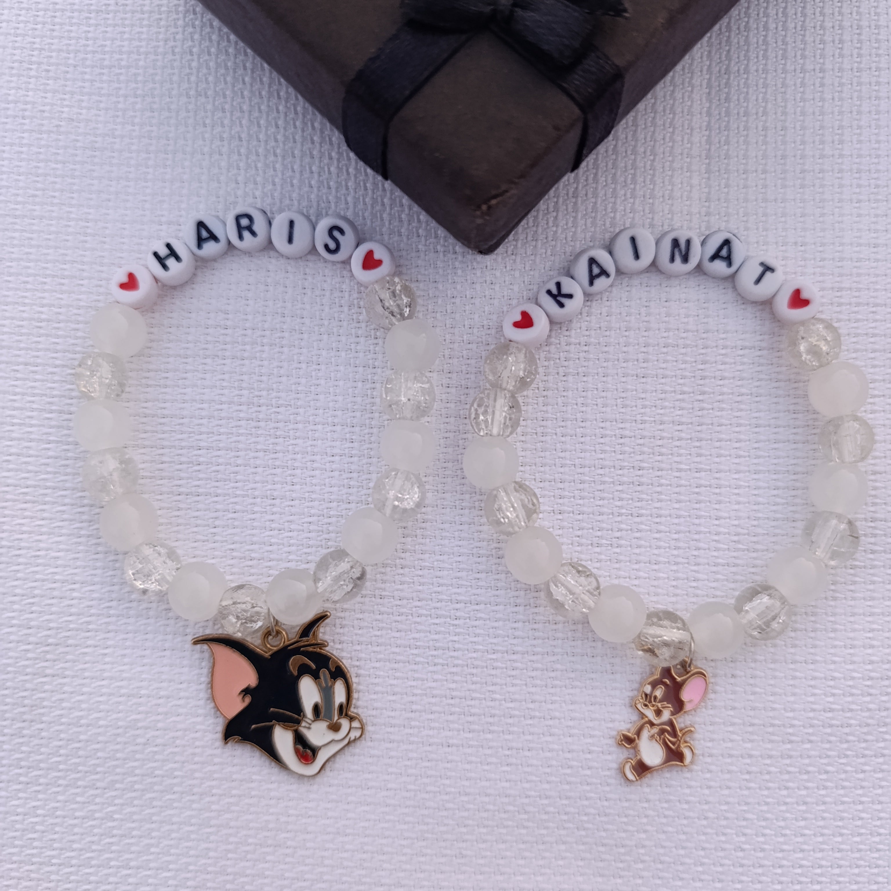 Personalized Tom & Jerry Name Bracelets for Kids - Custom Beaded Friendship Bands with FREE Gift Box