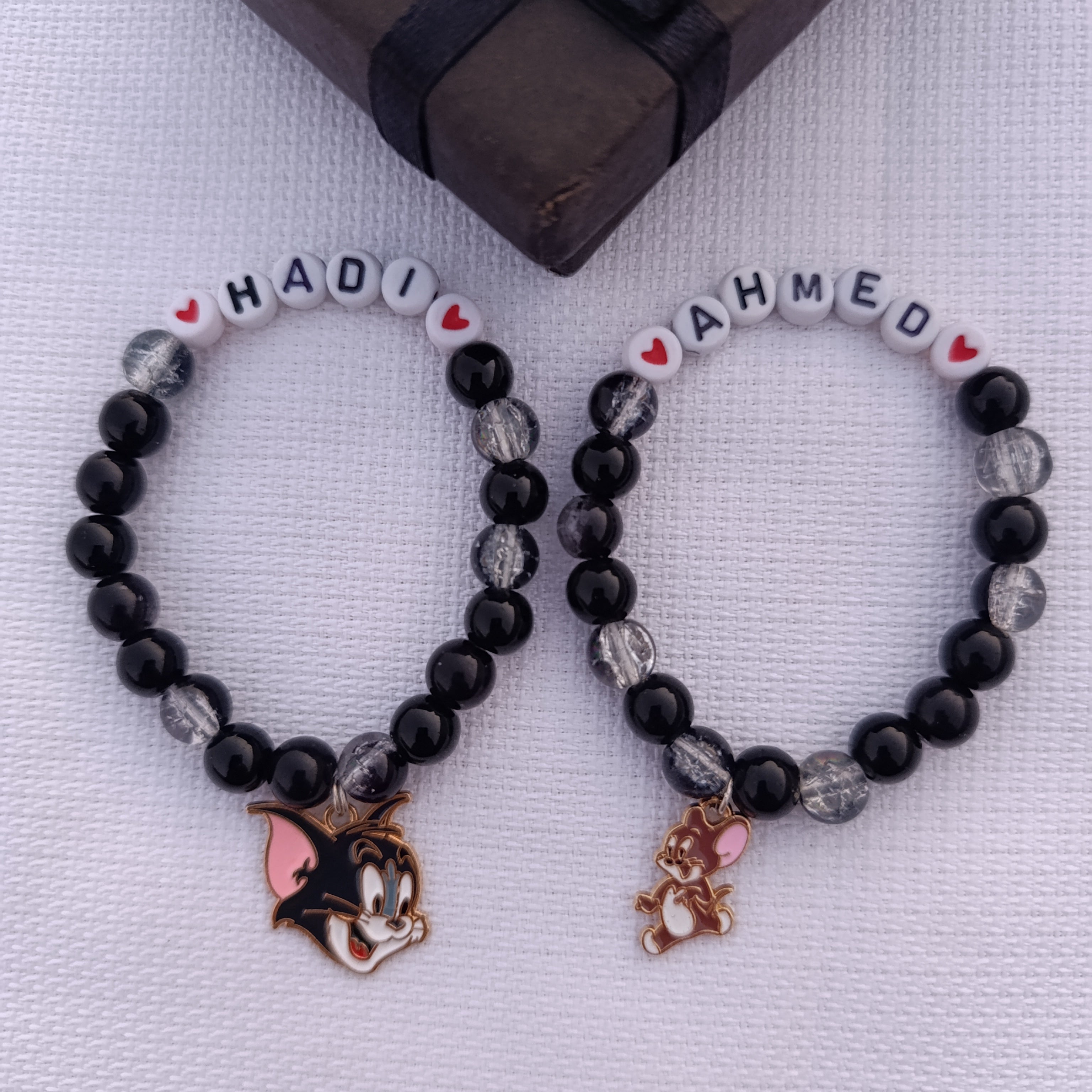 Personalized Tom & Jerry Name Bracelets for Kids - Custom Beaded Friendship Bands with FREE Gift Box