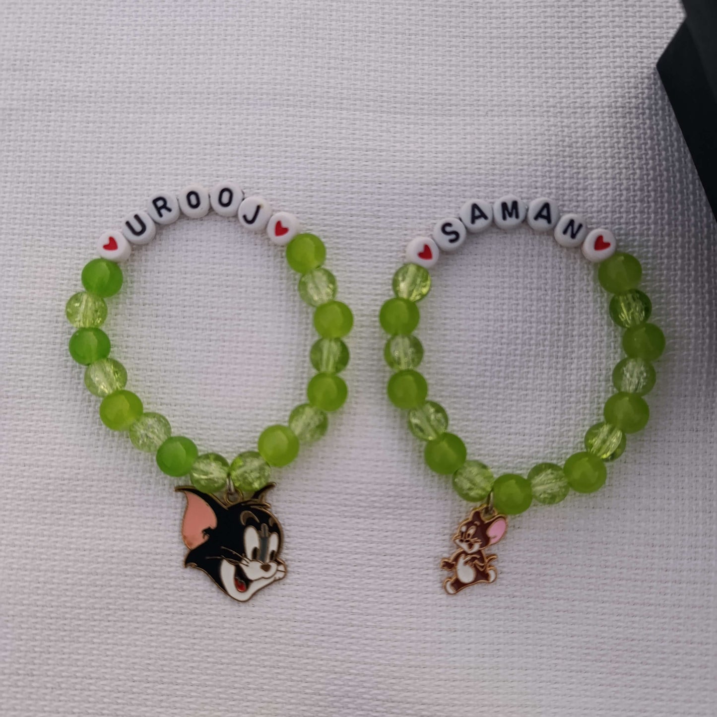 Personalized Tom & Jerry Name Bracelets for Kids - Custom Beaded Friendship Bands with FREE Gift Box