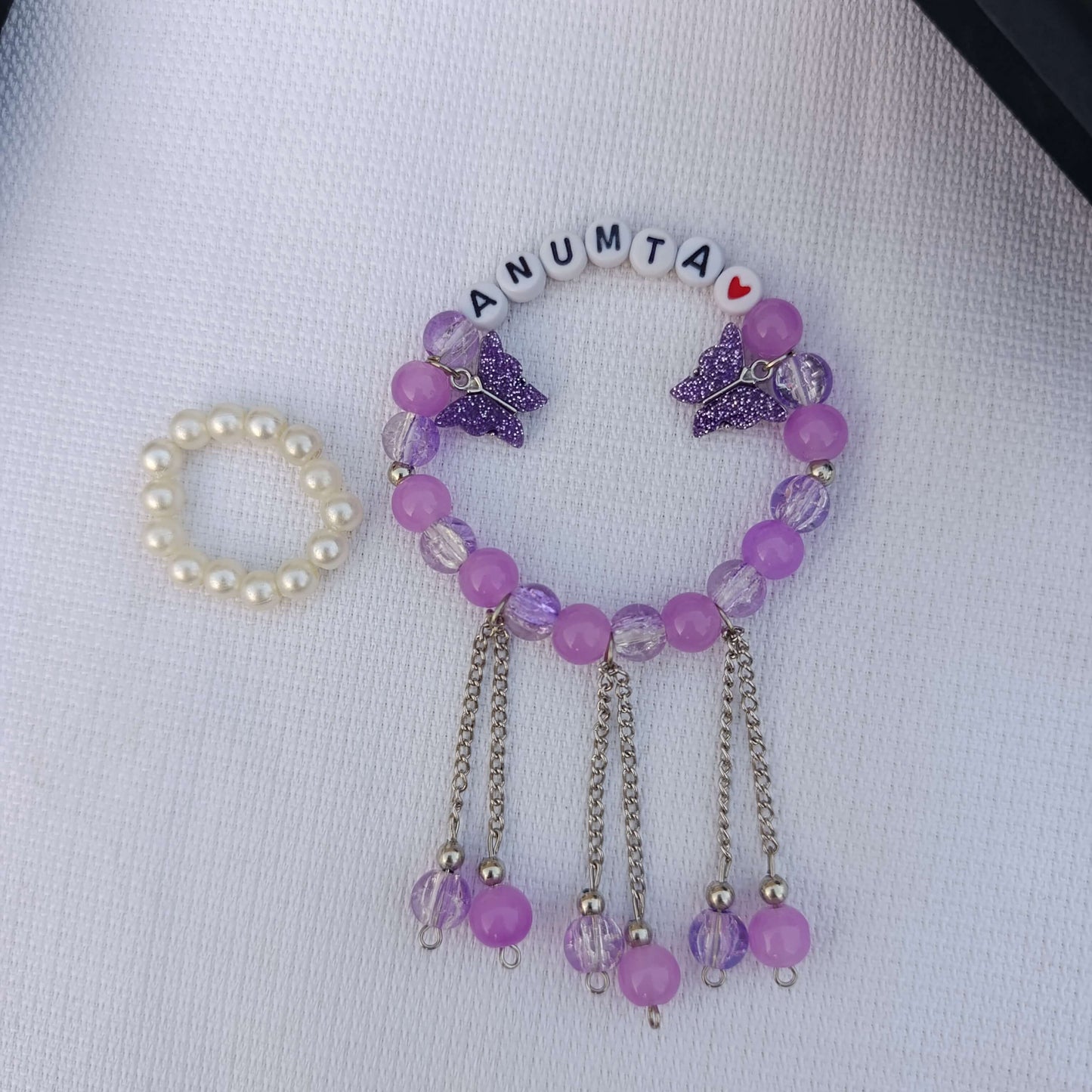 The Enchanted Butterfly: Personalized Dangle Charm Bracelet with FREE Crystal Ring | Fairy Tale Edition