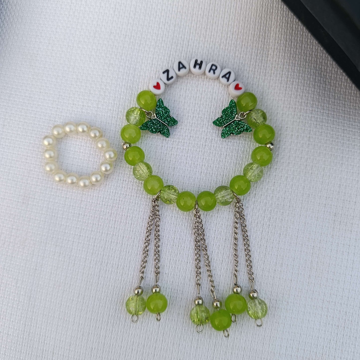 The Enchanted Butterfly: Personalized Dangle Charm Bracelet with FREE Crystal Ring | Fairy Tale Edition